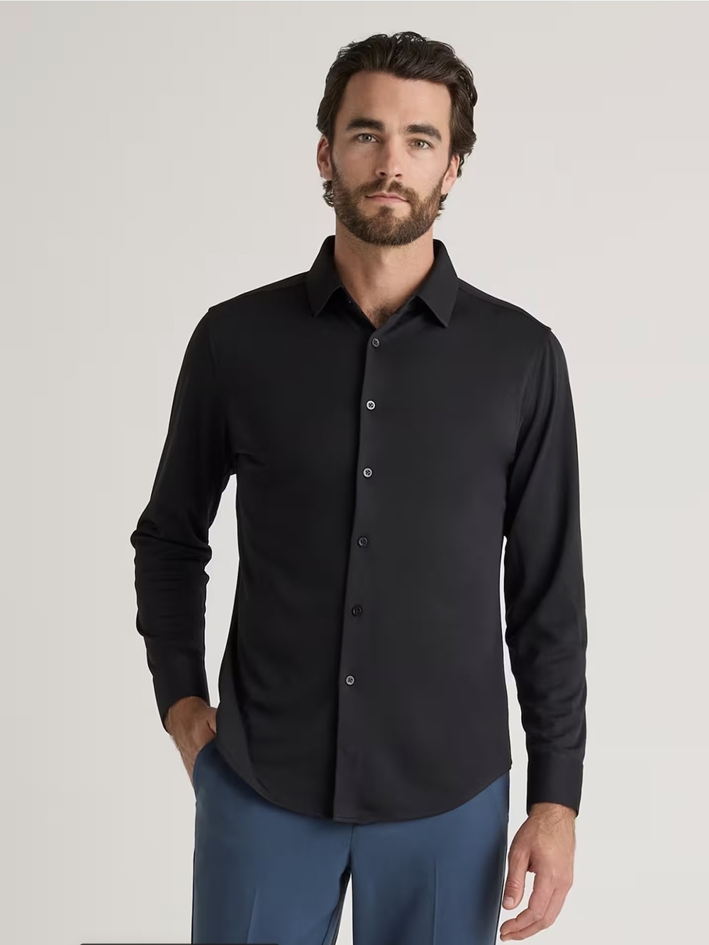 Quince Men's Commuter Stretch Pique Long Sleeve Button Down
